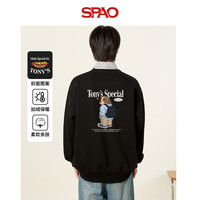 SPAO韩国同款印花小狗圆领卫衣男款冬季宽松加绒加厚上衣SPWY25SY13LD 黑#SP书包狗 M