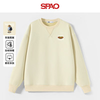 SPAO韩国同款印花小狗圆领卫衣男款冬季宽松加绒加厚上衣SPWY25SY13LD 杏#SP书包狗 M