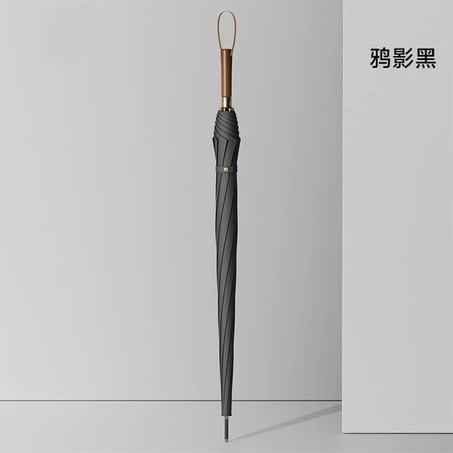 三栖虎德国品质新款古铜色高尔夫伞长柄直杆伞商务雨伞抗风全自动加固伞 鸦影黑【黑胶防晒+一秒开伞+超大伞面】