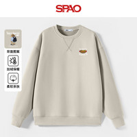 SPAO韩国同款印花小狗圆领卫衣男款冬季宽松加绒加厚上衣SPWY25SY13LD 浅卡其#SP书包狗 XL