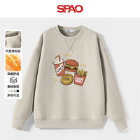 SPAO韩国同款美式重磅无帽卫衣男款冬季加厚保暖潮流上衣SPWY25SY13LD 浅卡其#JSP快餐四件套 M