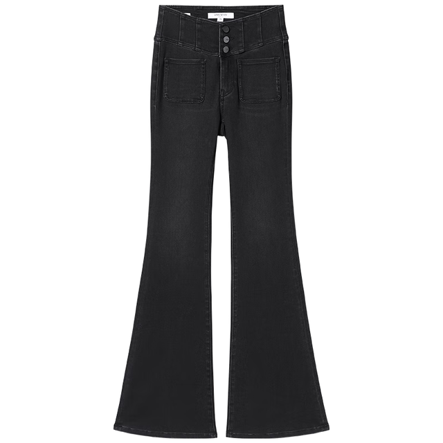 MISS SIXTY 2025秋季牛仔裤女V型腰超模裤喇叭裤小黑裤修身显瘦百搭 烟云灰-短版(25秋) 24