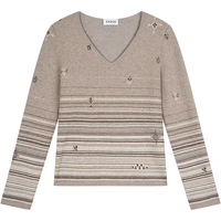 ERDOS×swaying联名系列 V领双提加厚女士套衫 卡其 2XL 175/96A