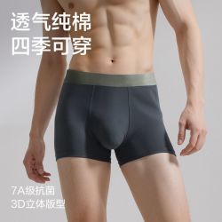 网易严选 四条男士纯棉内裤平角内裤高弹7A抑菌耐穿不勒透气四季