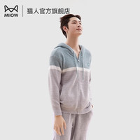 猫人（MiiOW）【超柔软半边绒】睡衣女秋冬半边绒套装圆领可外穿家居服套装 【半边绒-男款套装拉链款】灰色 XL