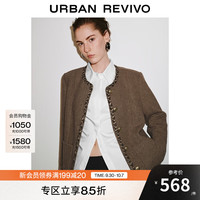 UR【HOT】2025秋季女装流光风气质双口袋纽扣外套UWG150135 浅红棕 S