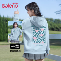 班尼路S&K系列圆领连帽卫衣女2025秋冬百搭白色长袖上衣服潮流 雾霾蓝#爱心花朵Q L