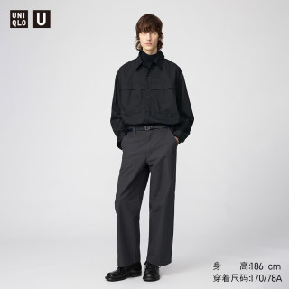 优衣库 合作款/男装宽松直筒长裤/休闲裤裤子25秋冬479823 08 深灰色 73 /165/72A