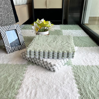 NSYCA ins风房间拼接地毯卧室客厅床边毯儿童防摔爬行大面积全铺飘窗垫 薄荷绿+白色[可水洗/可裁剪/配边条]