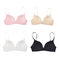 猫人(MiiOW)无痕内衣女无钢圈文胸小胸聚拢薄款美背性感光面胸罩女黑色70AB 纯色光面-黑色 32/70AB