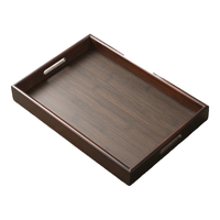 天喜（TIANXI）茶盘胡桃木中式茶杯托盘家用实木盘水果点心围炉煮茶小盘子 胡桃木色双耳【37*25.5*4.5CM】