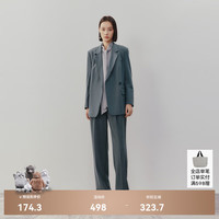 麦檬MM麦檬22年秋冬职业通勤蓝色宽松西装外套女5DA213811 午夜蓝(裤子)5DA153351-2 XL