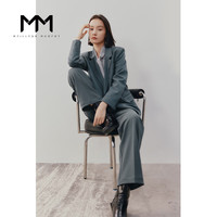 麦檬MM麦檬22年秋冬职业通勤蓝色宽松西装外套女5DA213811 午夜蓝(上衣)5DA213811 L