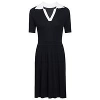 欧时力 夏装 气质收腰显瘦坑条裙polo针织连衣裙