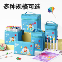 得力 60色丙烯马克笔水彩笔易握圆杆儿童涂色手绘荧光记号笔画笔亲子毕业季袋装HM330-60