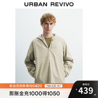 UR2025秋季男装城市游猎连帽抽绳长袖罩衫衬衫UML250067 浅灰 2XL L (XL-)