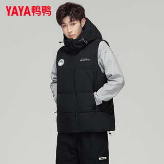鸭鸭（YAYA）羽绒马甲男士外穿秋冬季时尚连帽坎肩背心马夹加厚羽绒服外套 黑色 L (175)