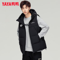 YAYA 鸭鸭（YAYA）男士马甲 连帽羽绒服 黑色