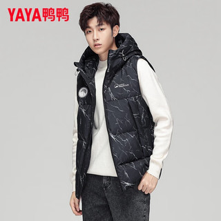 鸭鸭（YAYA）羽绒马甲男士外穿秋冬季时尚连帽坎肩背心马夹加厚羽绒服外套 黑色 L (175)
