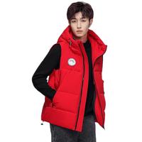 鸭鸭（YAYA）羽绒马甲男士外穿秋冬季时尚连帽坎肩背心马夹加厚羽绒服外套 中国红色 2XL (185)