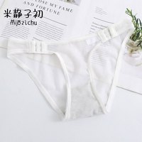 性感透明透气舒适网纱钩扣内裤女诱惑情调无痕低腰女士三角裤 白色 M【体重100-120斤】