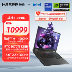 神舟 战神T10 Pro 16英寸游戏本（i9-14900HX 32G 1TB RTX5070Ti）