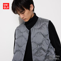 优衣库男装高级轻型羽绒便携式背心/弧形压线羽绒服马甲472800 05 天灰色 S /165/84A