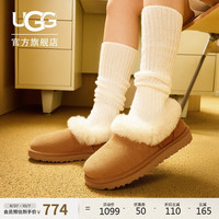 UGG秋季女士茸茸毛圈口平底休闲乐福鞋懒人毛毛鞋1119002CHE|
