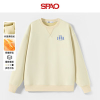 SPAO韩国同款圆领正肩长袖卫衣冬季加绒保暖休闲百搭上衣SPWY25SY13LD 杏#ZSP浅蓝棒球字 S