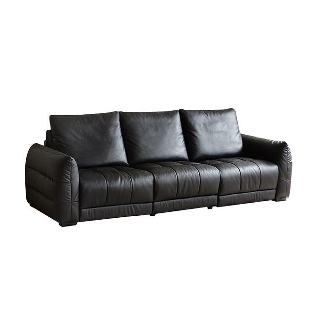 京东京造 JZ010 大黑牛电动真皮沙发 大三人位双电动 静谧黑 2.7m