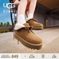 UGG 秋季女士蝴蝶结厚底可翻折鞋领懒人毛毛鞋1174570CHE|栗色37