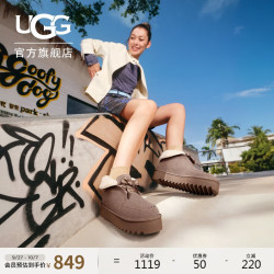 UGG 秋季女士蝴蝶结厚底翻折鞋领懒人毛毛鞋1174570CRBO|驯鹿色39