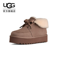 UGG 秋季女士蝴蝶结厚底翻折鞋领懒人毛毛鞋+百思图26秋季德训鞋户外小白鞋