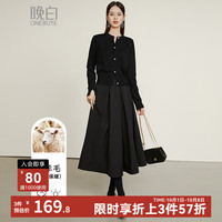 晚白【新品】2025秋款时尚简约气质休闲毛衣纯色显瘦亮片针织衫女