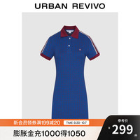 UR2025秋季女装休闲撞色字母棉质超短款连衣裙UYL750106 蓝色印花 XS