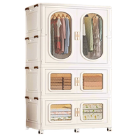 纳份爱【上门】家用成人衣柜巨无霸加厚塑料衣服收纳柜婴儿宝宝衣柜 85cm透明【二柜】送10衣架 【到家】带滑轮+衣架*10