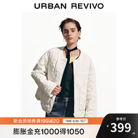 UR2025秋季女流光风休闲绗缝花朵拉链圆领棉服UYL150037 米白 (偏宽松) XS