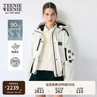 Teenie Weenie【轻甜派克】小熊女25冬款户外连帽两件套羽绒服外套 乳白色 M