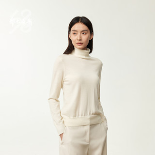 鄂尔多斯1980【明星同款】【头道绒可机洗抗菌】精纺高领女装羊绒衫25秋冬 乳白 M 165/84A