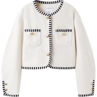 太平鸟 女短外套小个长袖金属质感纽扣女