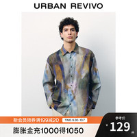 UR夏季男装艺术超宽松撞色翻领长袖开襟衬衫UMF240026 多色 L(XL-XXL)