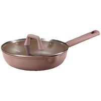 卡罗特平底锅不粘锅加深煎锅煎牛排锅钛锅家用电磁炉锅煎蛋锅20cm 紫色煎锅 带盖 20cm