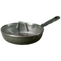 卡罗特平底锅不粘锅加深煎锅煎牛排锅钛锅家用电磁炉锅煎蛋锅20cm 绿色煎锅 带盖 20cm