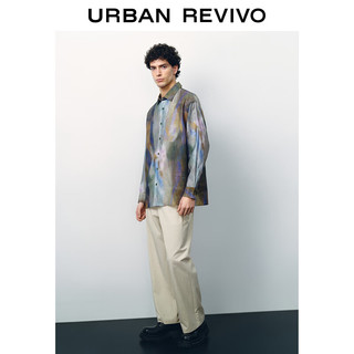 UR夏季男装艺术超宽松撞色翻领长袖开襟衬衫UMF240026 多色 L(XL-XXL)