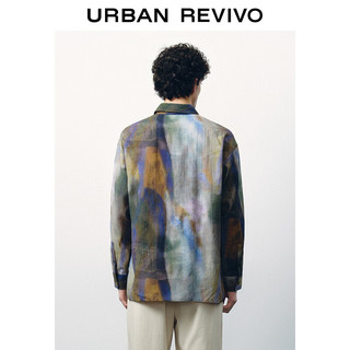 UR夏季男装艺术超宽松撞色翻领长袖开襟衬衫UMF240026 多色 L(XL-XXL)