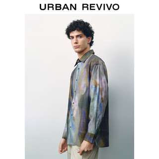UR夏季男装艺术超宽松撞色翻领长袖开襟衬衫UMF240026 多色 L(XL-XXL)