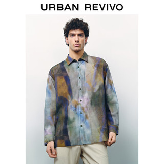 UR夏季男装艺术超宽松撞色翻领长袖开襟衬衫UMF240026 多色 L(XL-XXL)