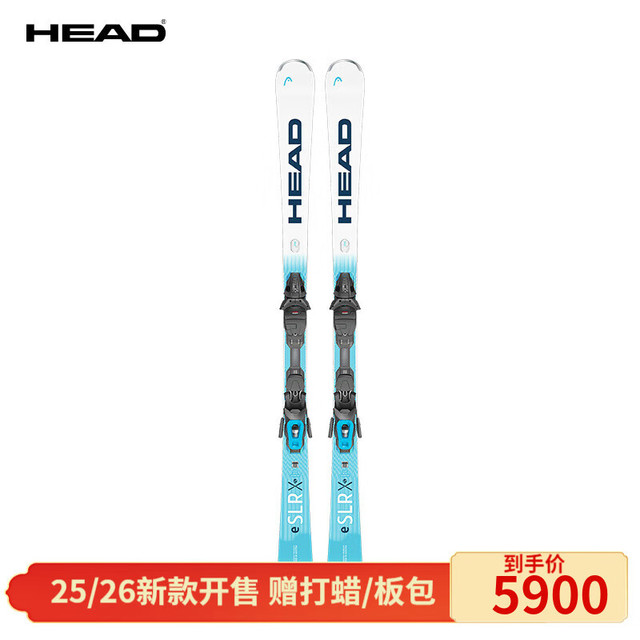 HEAD 海德 双板滑雪板中高级民用竞技小回转e.SLR芯片王-R 白色 163cm