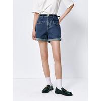 【高腰工装牛仔短裤】2024夏配腰带夏日直筒牛仔裤女