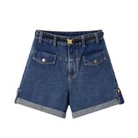 太平鸟 高腰工装牛仔短裤